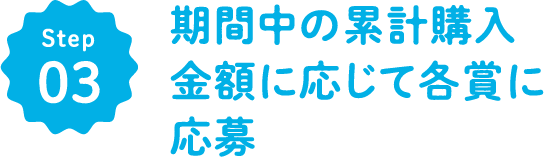 STEP03｜期間中に累計購入金額に応じて各賞に応募