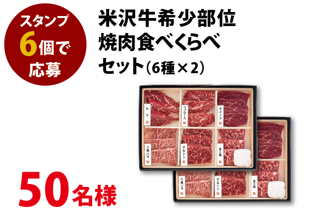 米沢牛希少部位焼肉食べくらべセット（6種×2）