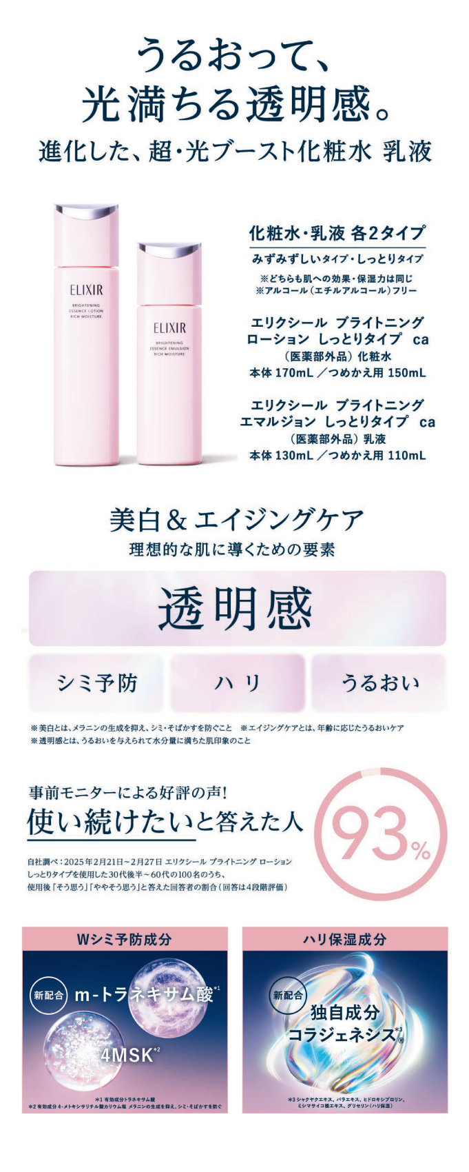 エリクシールブライトニング新化粧水・乳液 ご予約受付中｜富士薬品